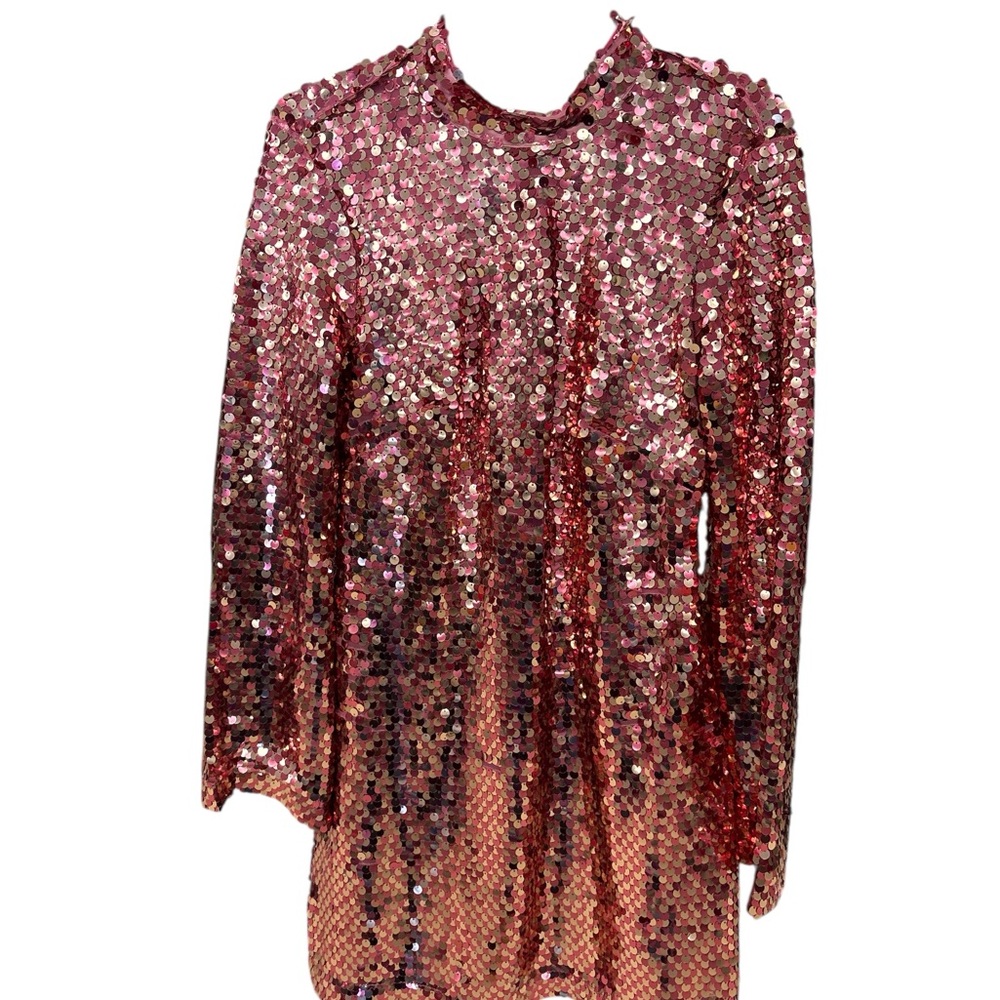 Anthropologie Maeve Sequin Open Back Pink Mini Dress – Valentine’s Day – M - Picture 9 of 9